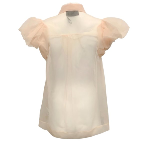 Simone Rocha Nude Sheer Blouse with Puff Sleeves - Picture 3 of 4